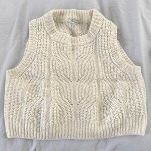 Madewell Cream Cable Knit Sleeveless Sweater